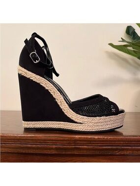 NEW ELLE Espadrille Suede Wedges